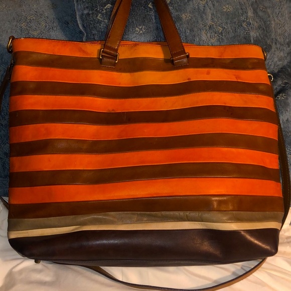 COACH LEATHER BLEECKER BAR STRIPE DAY TOTE - Picture 3 of 5
